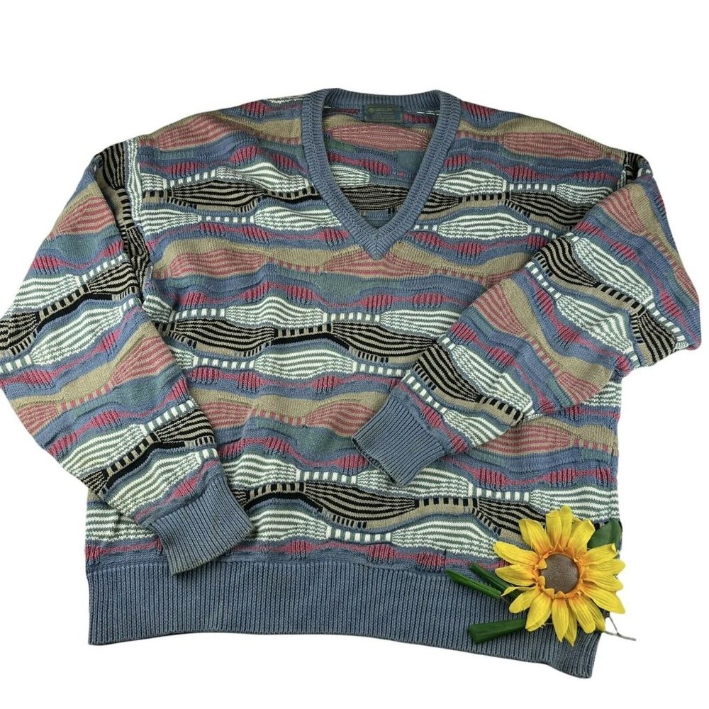 Men's Descente Golf Collection Textured Crewneck Sweater Sz L Crosby Coogi Style